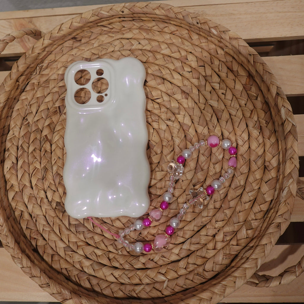 Bright pink/clear phone charm