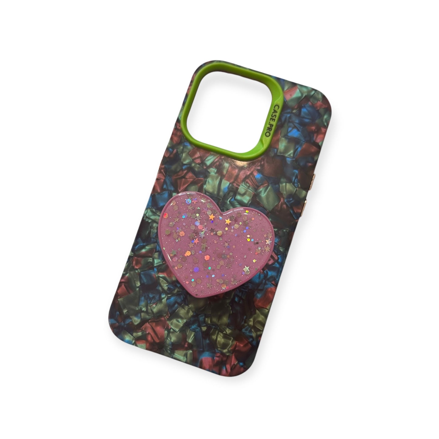 Pink/magenta heart phone grip