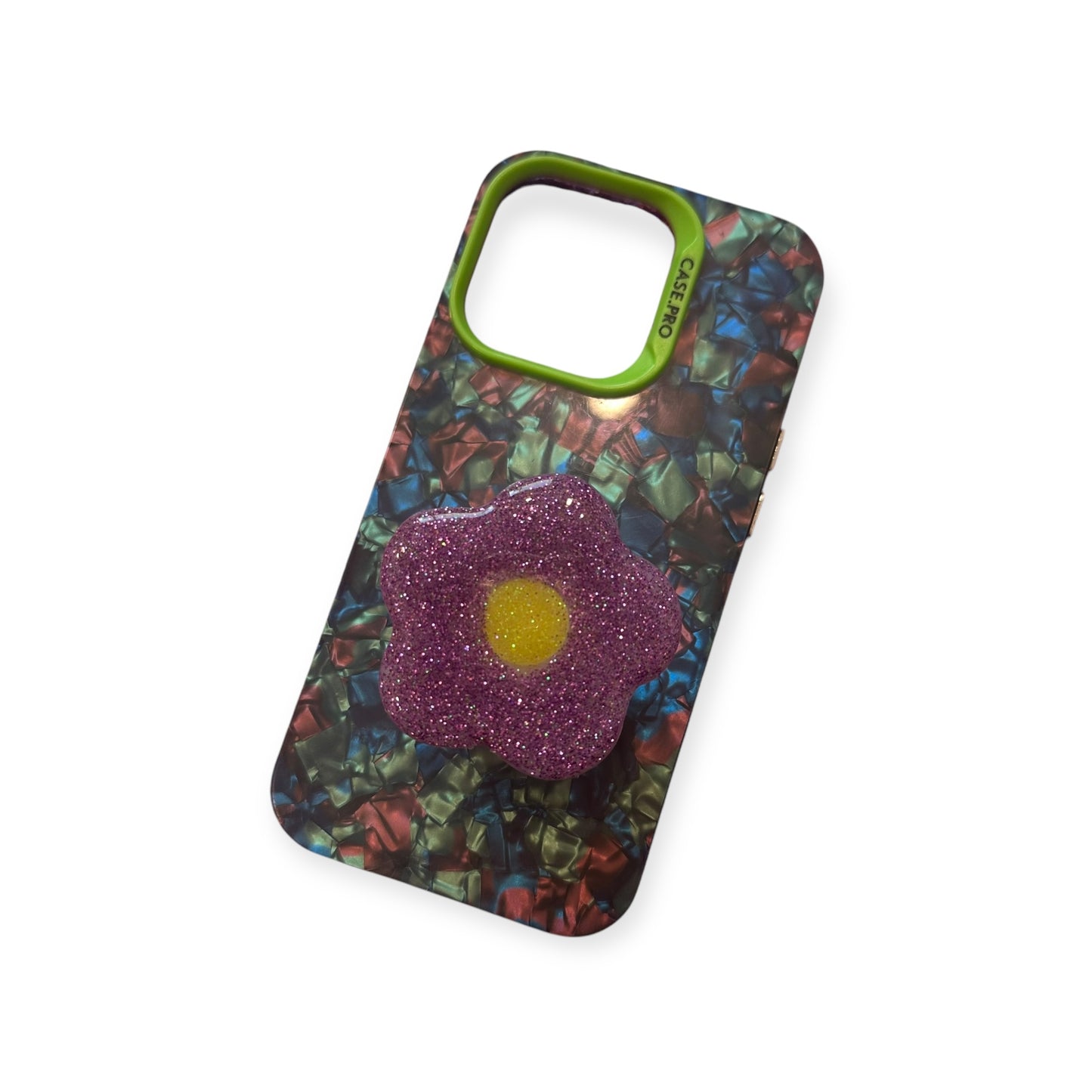 Purple flower Glitter Phone Grip