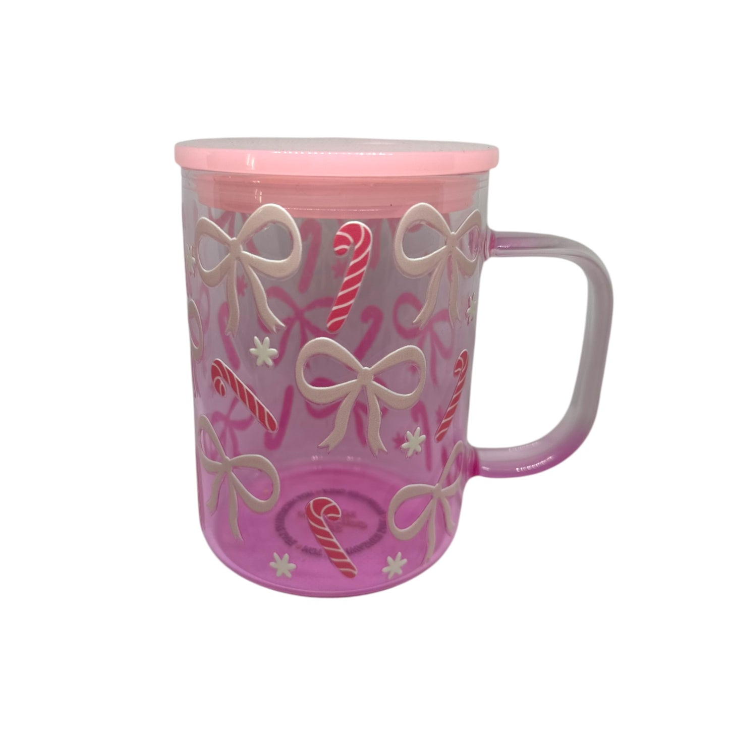 Pink Candy Cane glass Mug