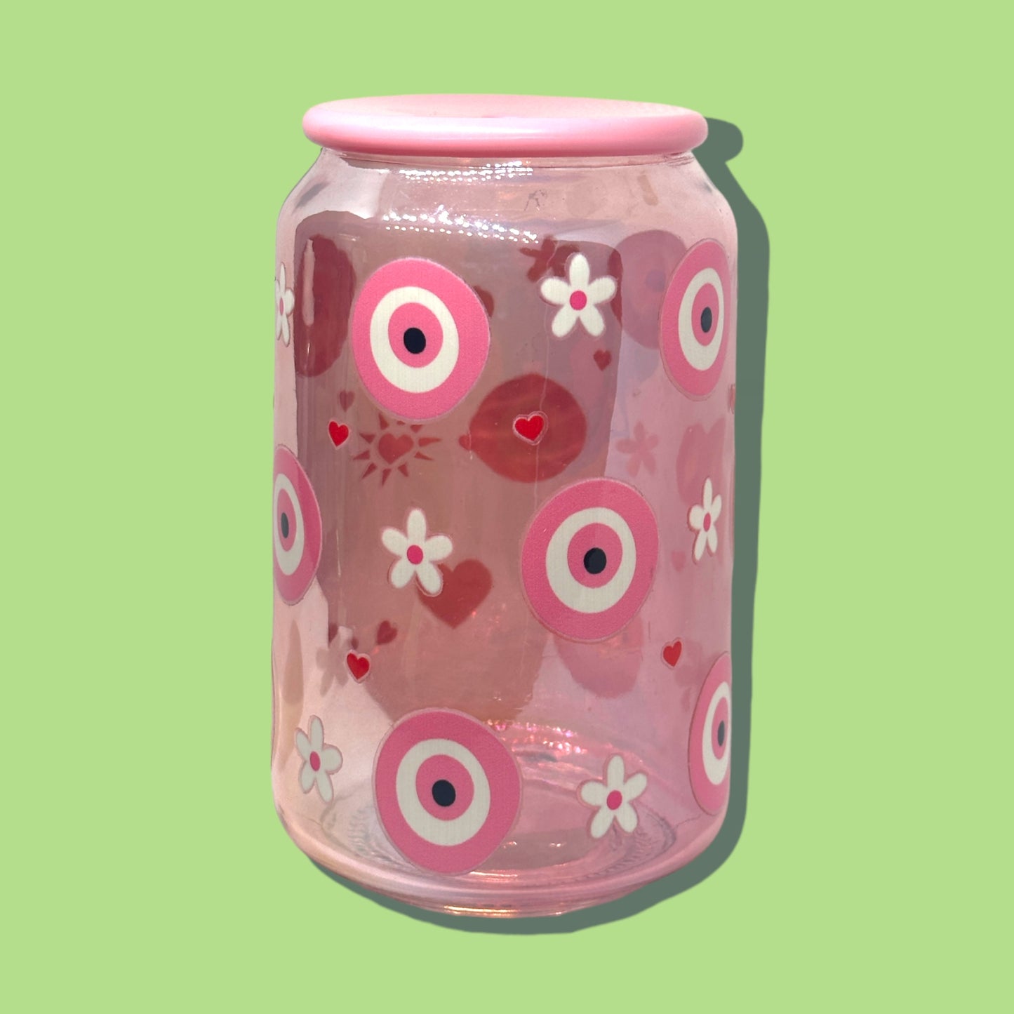 Pink Glass evil eye cup