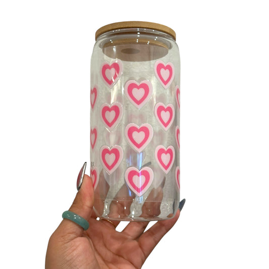 Pink heart glass