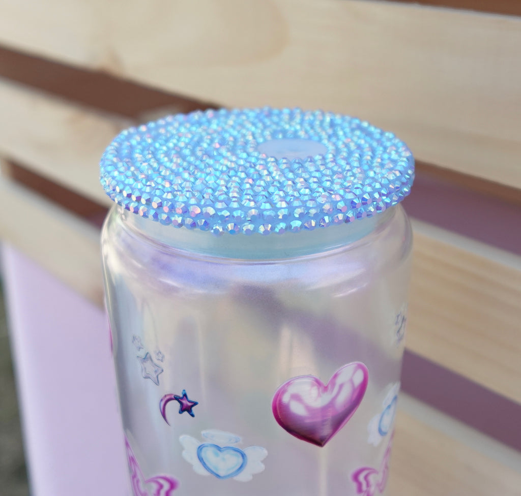 Y2K blue shimmer Glass Cup