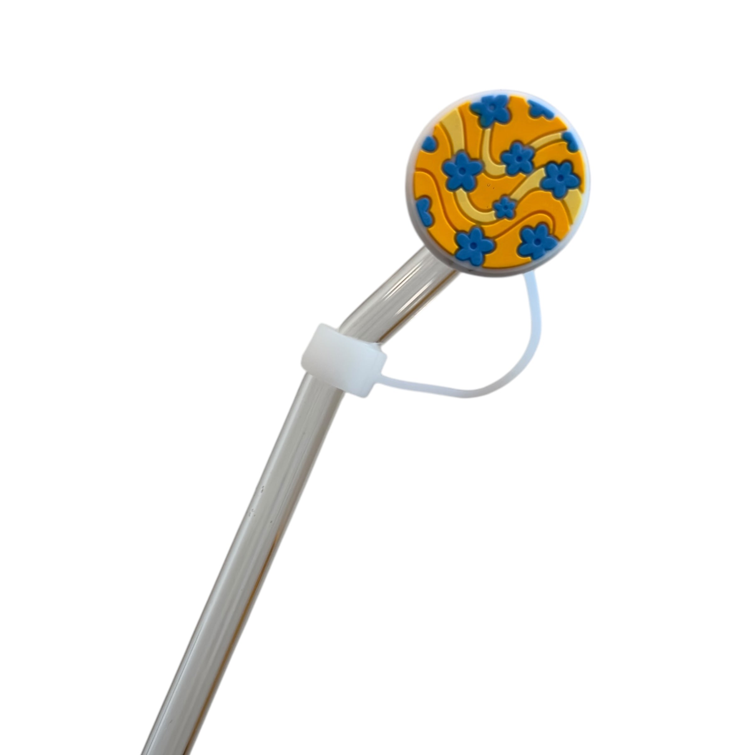 Blue & orange straw topper