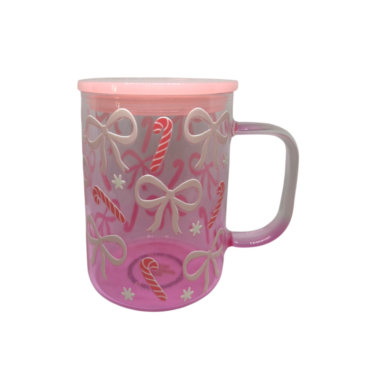 Pink Candy Cane glass Mug