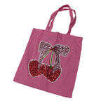 Pink Sequin Cherry Tote Bag