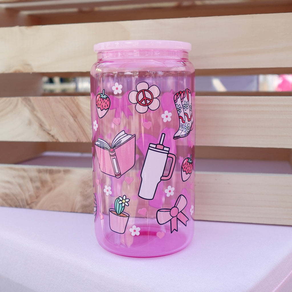 Girly girl glass cup