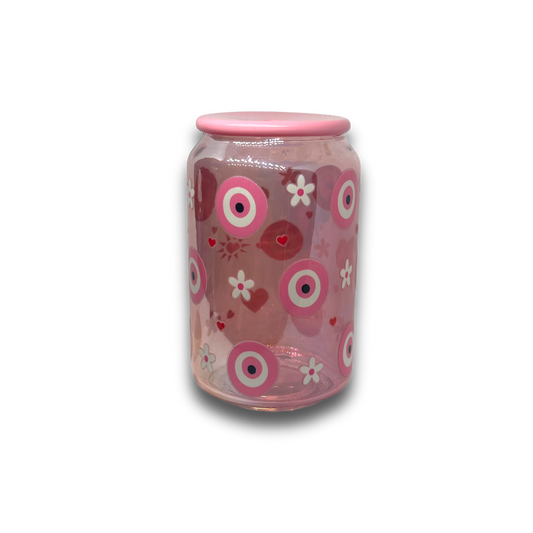 Pink Glass evil eye cup