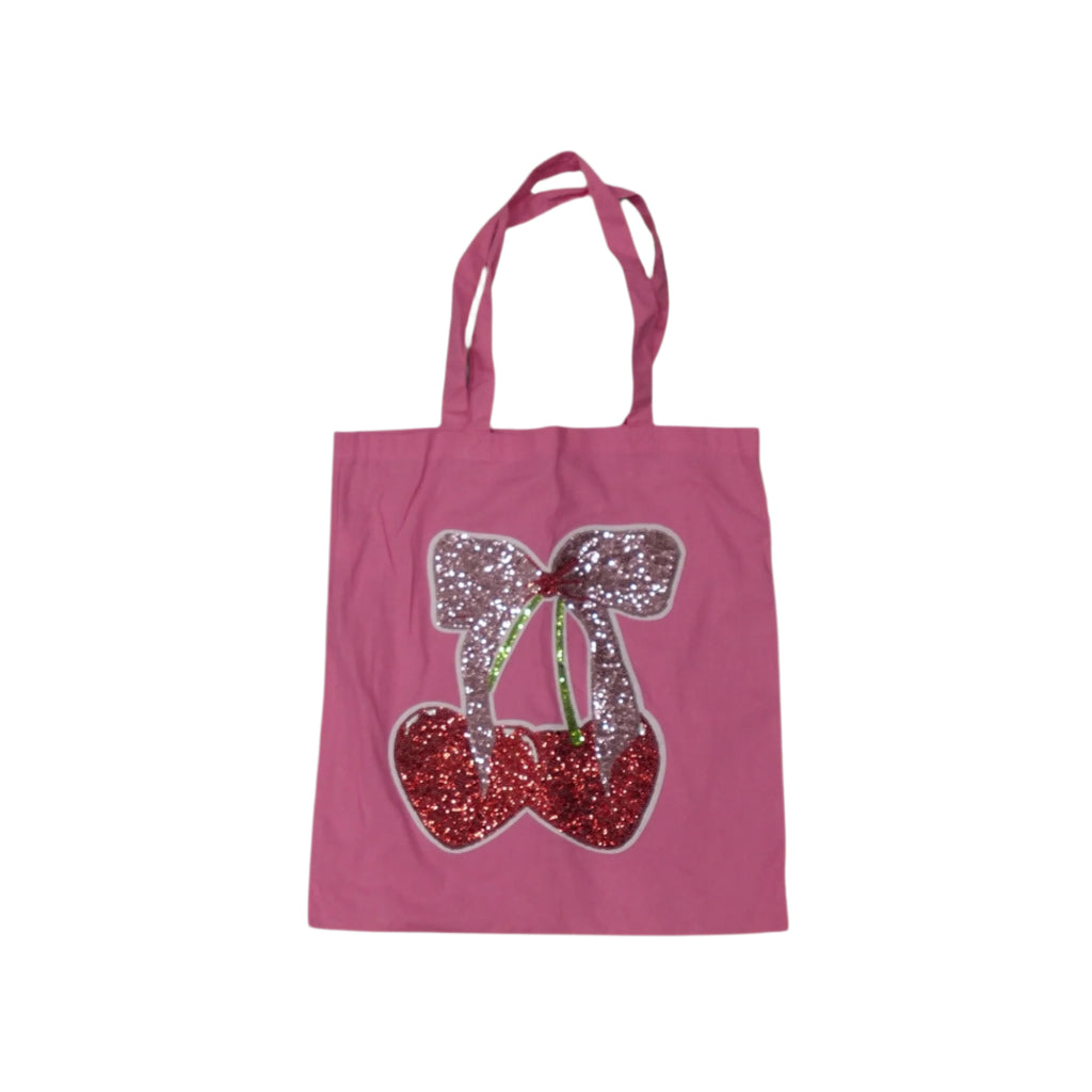 Pink Sequin Cherry Tote Bag